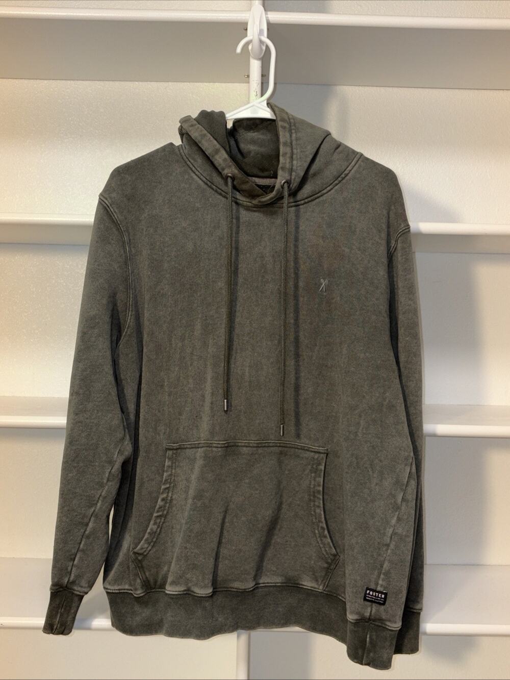 Y2K Men’s Foster Hoodie Sz. Large Distressed Gray Grunge